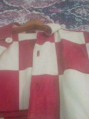 Men's Red and White Checkered Shorts